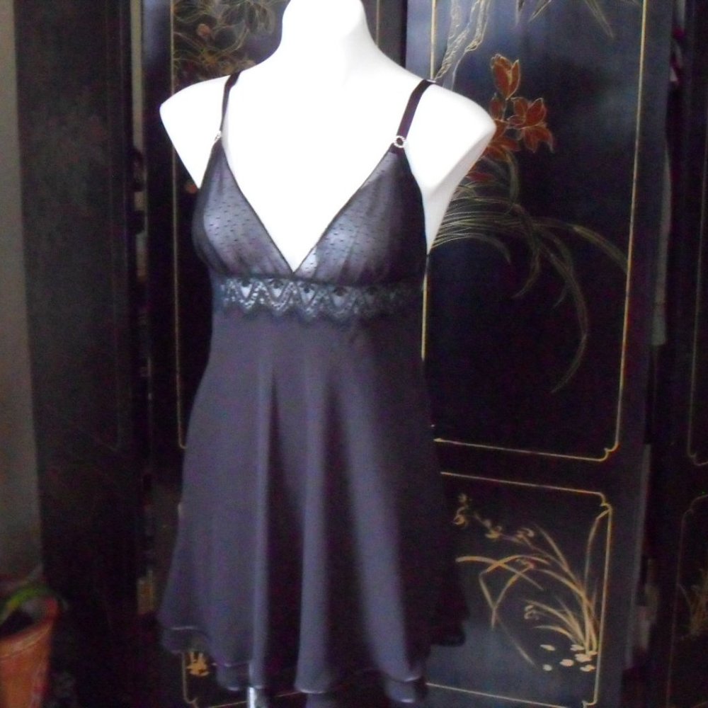 black silk lacy night gown.